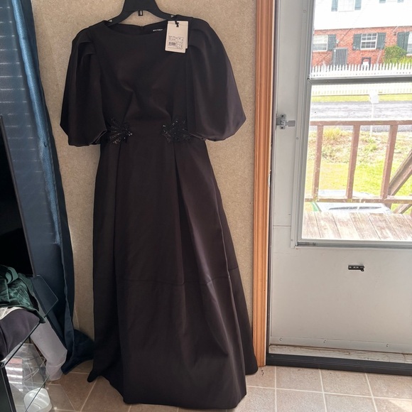 NWT Nocturne Black Puff Sleeve Maxi Dress with Sequin Embellishment - Picture 8 of 8